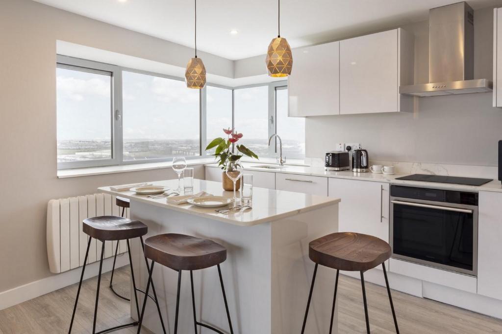 Bright shared apartment kitchen in Dublin